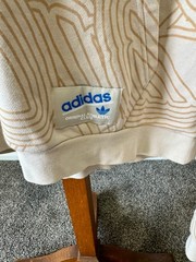 Men’s Adidas Original Athletic Club Allover Print Hoodie Cream/Tan Size M