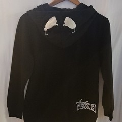 Marvel Venom Black Full Zip Hooded Hoodie L Teens Graphic Print White Logo