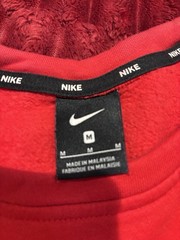 Nike Red Gray Fleece Pullover Sweatshirt M Embroidered Logo Long Sleeve Crop M/L