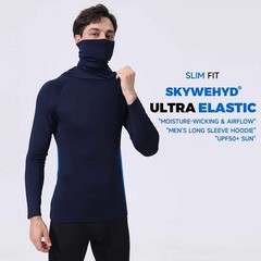 Men Hoodie Long Sleeve T-Shirts, UPF 50+ Sun Protection Hooded