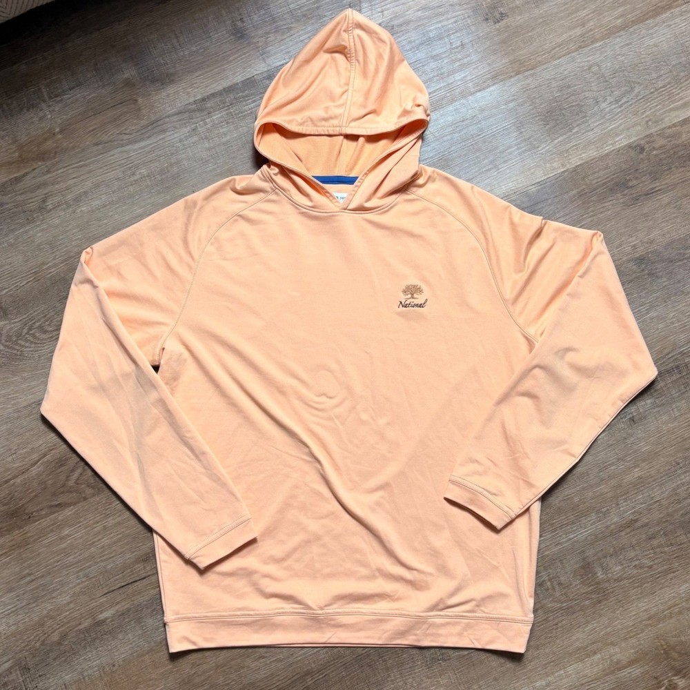 Peter Millar Crown Sport Peach Orange National Logo Performance Hoodie M