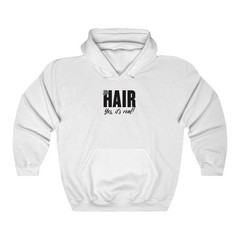 MY HAIR, YES ITS REAL (hoodie) – pullover graphic style – Black White Grey Red