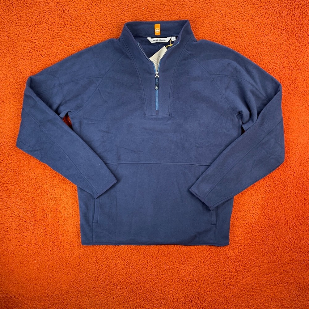 PETER MILLAR Mens MEDIUM Thermal Flow Micro Fleece Half-Zip Pullover Navy $175