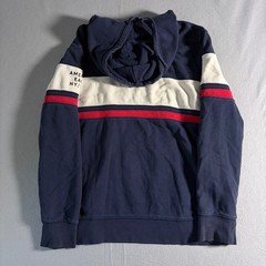 American Eagle Mens Colorblock Stripe Hoodie Navy Blue White Red Size Large