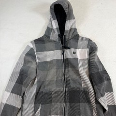 Zoo York Mens Grey Plaid Sherpa Lined Full Zip Hoodie Sweatshirt Size Medium