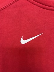 Nike Red Gray Fleece Pullover Sweatshirt M Embroidered Logo Long Sleeve Crop M/L