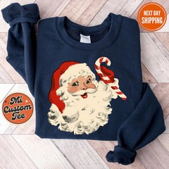 Retro Santa Sweatshirt Vintage Christmas Holiday Apparel Top
