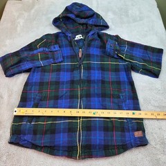 L.L. Bean Flannel Hoodie Mens M Relaxed Fit Full Zip Plaid Blue Green 502092 M
