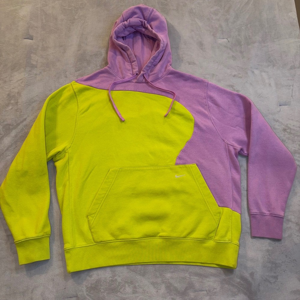 Nike Sportswear Colorblock Hoodie Clash Green Purple Mens Large Pullover Fleece