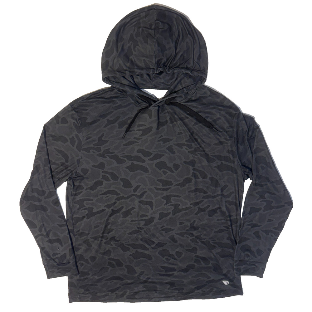Burlebo Men’s Perfomance Hoodie Long Sleeve Shirt L Large Black Duck Camo