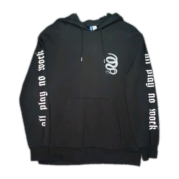 H&M Divided Master of None Snake Graphic Hoodie Men Large Black Streetwear Y2K