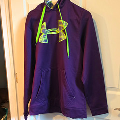 Under Armour Logo Fleece Pullover Hooded Hoodie Purple/Green Men’s Regular M