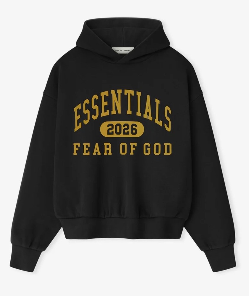 Fear of God ESSENTIALS Vintage Black Classic Fit Hoodie Size Large Authentic