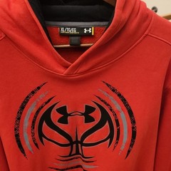 Under Armour Men’s XL Red Polyester Fleece Pullover Hoodie Graphic Logo Loose