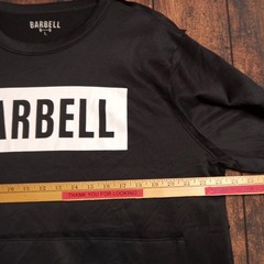 Barbell Men’s Long Sleeve Crew Neck Shirt Kangaroo Pocket Black Large