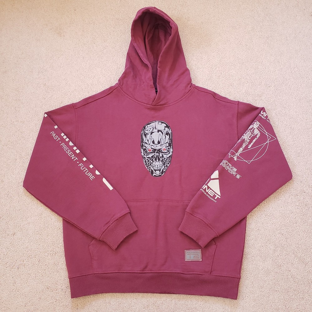 Primitive X Terminator 2 Skynet Size Medium Mens Deep Red Hoodie Skateboarding