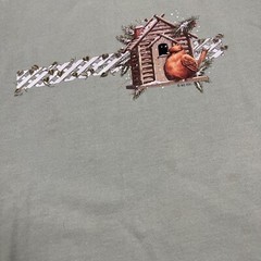 Vintage Garden Bird Nature Crewneck Sweatshirt Green XL VTG Y2K Cute Fall Winter