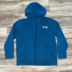 Vans Hoodie Teens XL Blue Full Zip Fleece Cartoon Graphic Vans Beach Back Print