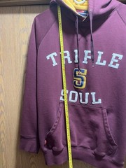 Triple Five Soul 555 Hoodie VTG Y2K Mens XL Burgundy Yellow T5S NYC Baggy Stitch