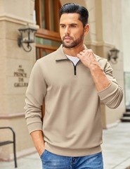Men’s Solid Color Sweater Long Sleeve Mock Neck Polyester & Spandex Lightweight