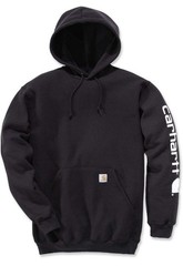 New Carhartt K288 Black 2XL Loose Fit Midweight Logo Sleeve Hoodie NWT B3