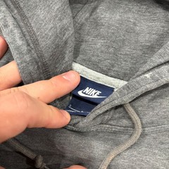 Nike Mens Grey Swoosh Hoodie Distressed Cropped Raw Hem Pullover Small