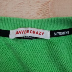 Maybe Crazy Sweatshirt Mens Large Green White Korean Streetwear Fashion Sweater