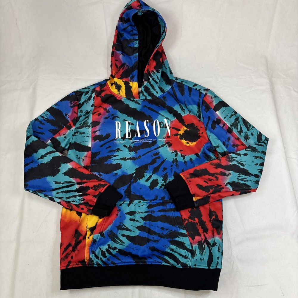 REASON MEN’S CLOTHING MULTI-COLOR PULLOVER HOODIE SWEATSHIRT – SIZE M