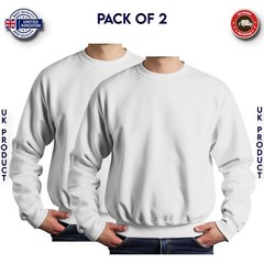Mens Sweatshirt 2 Pack Heavy Blend Crew Neck Plain Jumper Pullover High Quality