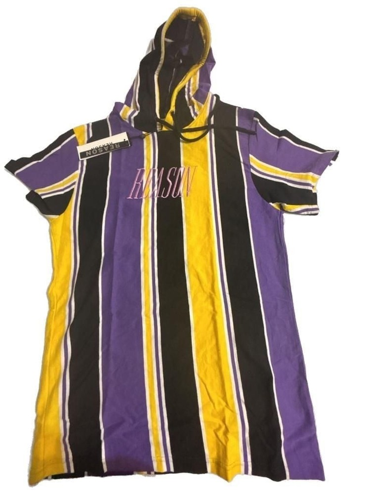 Reason Clothing Men’s Multicolor Striped Short Sleeve Hoodie