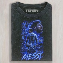 Vintage Wash GOAT Number 10 Soccer Legend Blue Lightning Graphic Mens T-Shirt