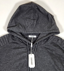 Coofandy Men’s Athletic Pleated Biker-Style Sleeves Grey Pullover Hoodie – L