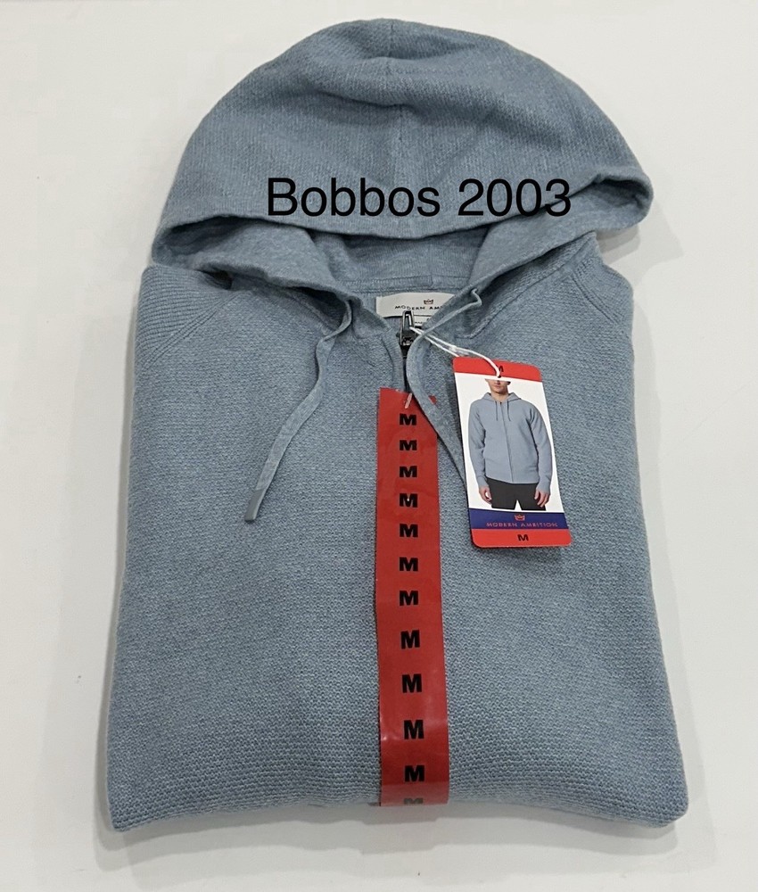Modern Ambition Men’s Full Zip Hoodie Sweater, Blue, Size M