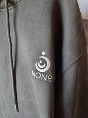 Hoodie with “None” Logo Black Heavyweight Pullover Unsex Large