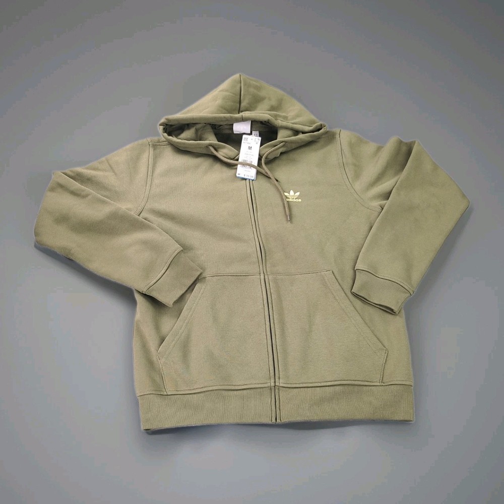 Adidas Originals Trefoil Essentials Full Zip Hoodie Olive Strata Men’s M NWT