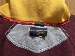 Triple Five Soul 555 Hoodie VTG Y2K Mens XL Burgundy Yellow T5S NYC Baggy Stitch