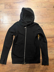 Japanese Brand Men’s Black Full Zip Hooded Hoodie w/ Pockets Solid Size S
