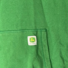 John Deere Mens Green Quarter Zip Hoodie Embroidered Logo Sweatshirt XL Farmcore