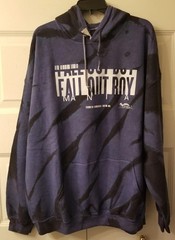 Fall Out Boy Mens AUTHENTIC Hooded Sweatshirt Hoodie Purple Black Tie-Dye 2X NEW