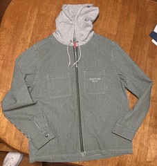 Supreme Fall 2017 Hooded Green Stripe Denim Zip Up MED Shirt Box Logo