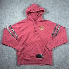 Champion Hoodie Mens Large Maroon Monogram Classic Fleece Leather Stripe