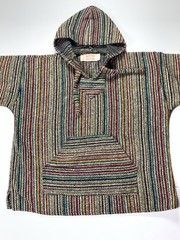 Gypsy Baja Hoodie One Size Multicolor Woven Drug Rug Hippie Boho Pullover Nepal