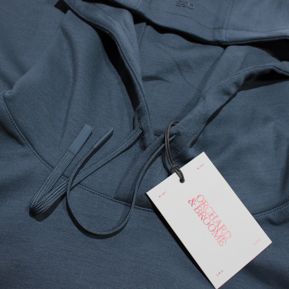 Orchard & Broome NWT Chrystie Hoodie Pullover Sweatshirt Size L in Denim Blue