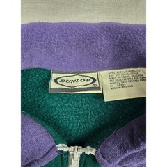 Dunlop Vintage 90s Mens Colorblock Quarter Zip Sweatshirt Green Purple Medium