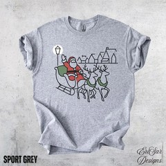 Christmas Santa Sleigh Reindeer Sweatshirt Holiday Winter Apparel