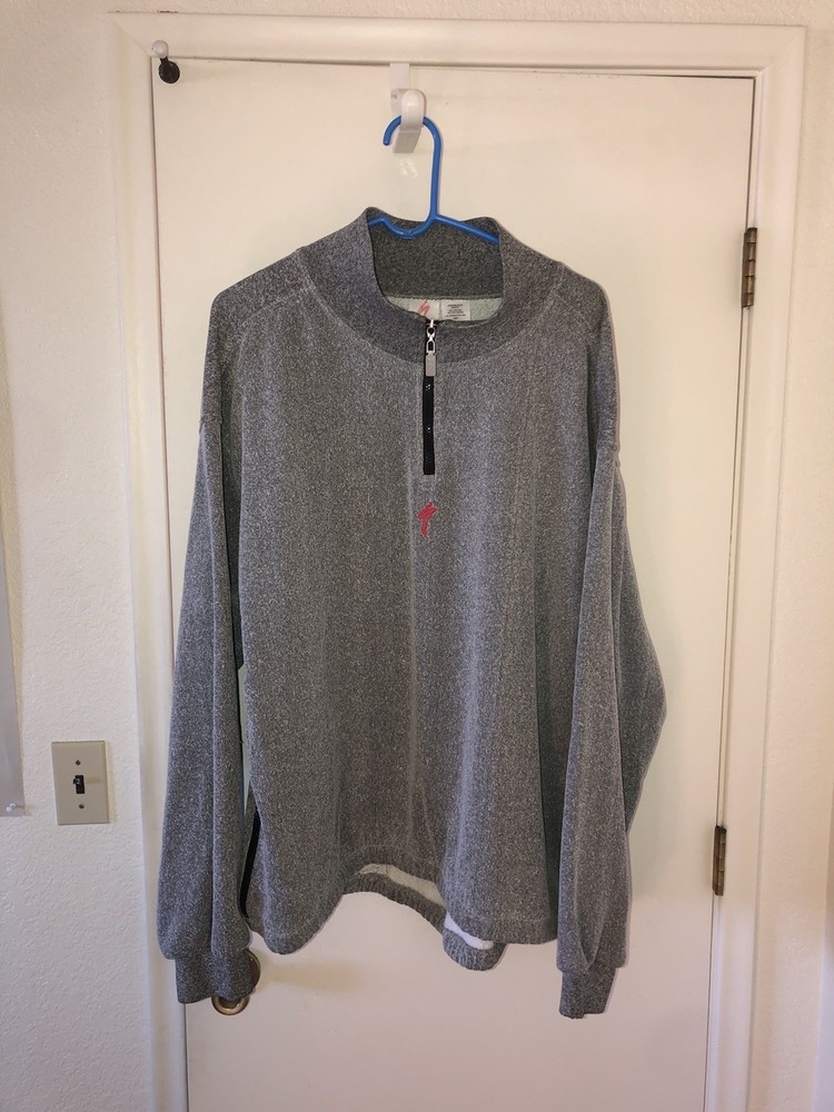 Vintage Specialized 1/4 Zip Gray Embroidered Pullover Sweatshirt Sz L Cycling