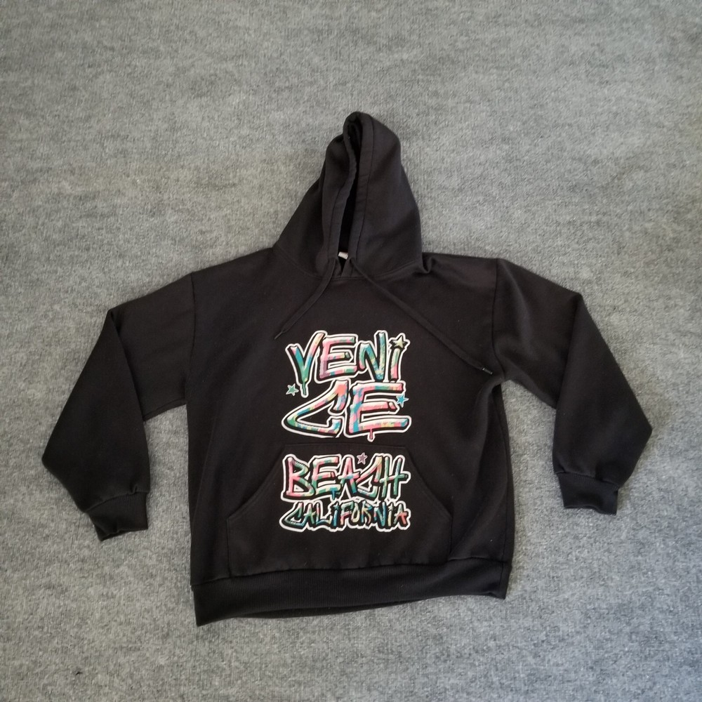 Hill Brand Unisex Hooded Sweatshirt Large Black Venice Beach California USA Made