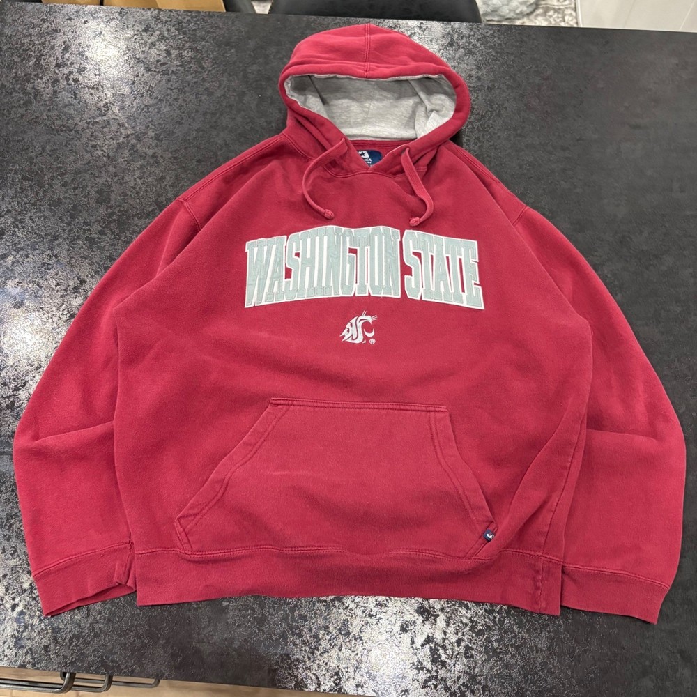 J America Washington State Cougars Hoodie Mens Large Crimson Red WSU Sweatshirt