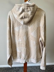 Men’s Adidas Original Athletic Club Allover Print Hoodie Cream/Tan Size M