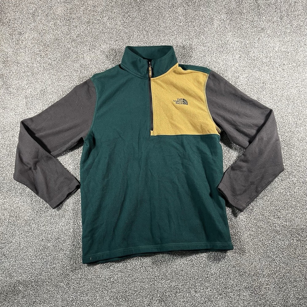 The North Face 1/4 Zip Fleece Pullover Green Gray Colorblock Men’s Medium